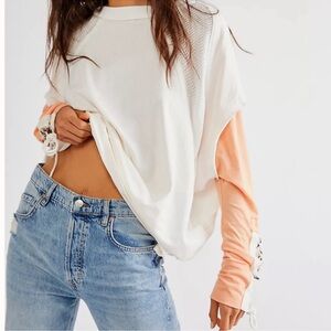 Free people call Billy tee embellished metal O ring twofer top